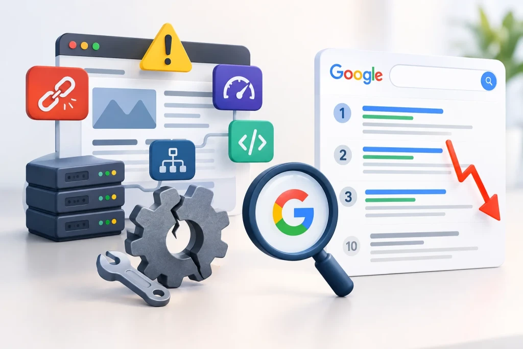 مشکلات سئوی تکنیکال چگونه روی رتبه گوگل تأثیر میگذارند؟