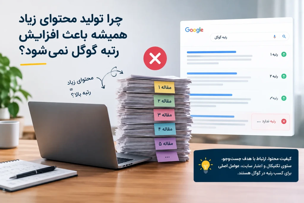 چرا تولید محتوای زیاد همیشه باعث افزایش رتبه گوگل نمیشود؟
