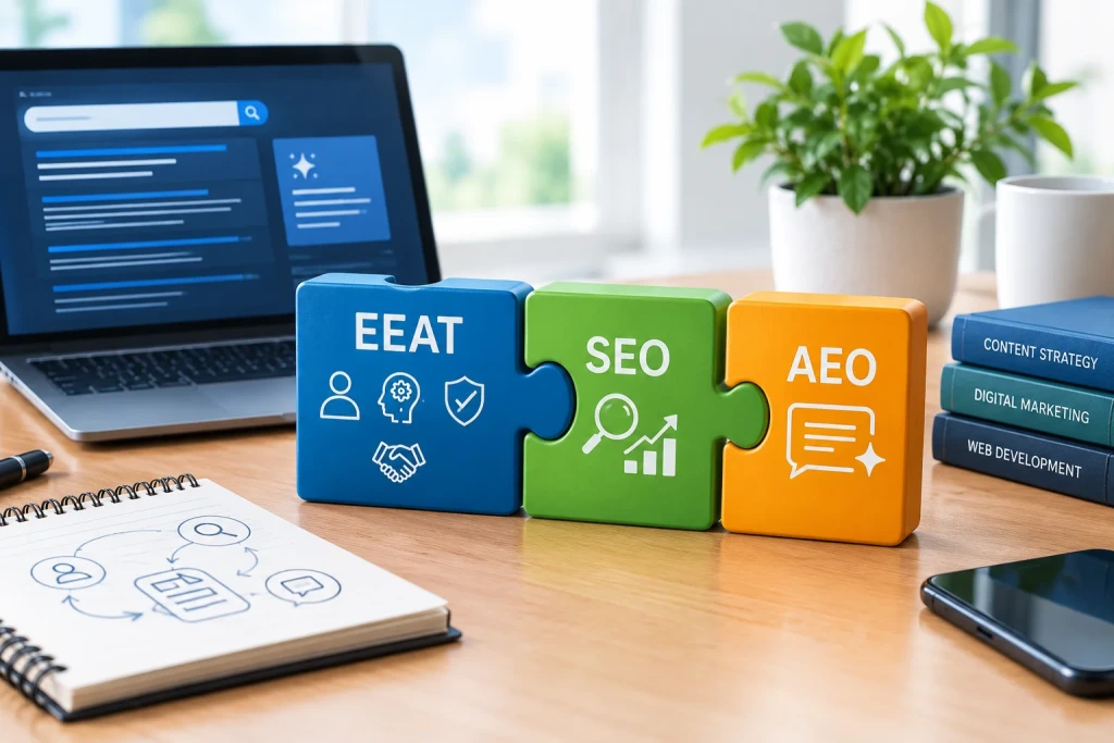 چگونه EEAT را با SEO و AEO ترکیب کنیم؟