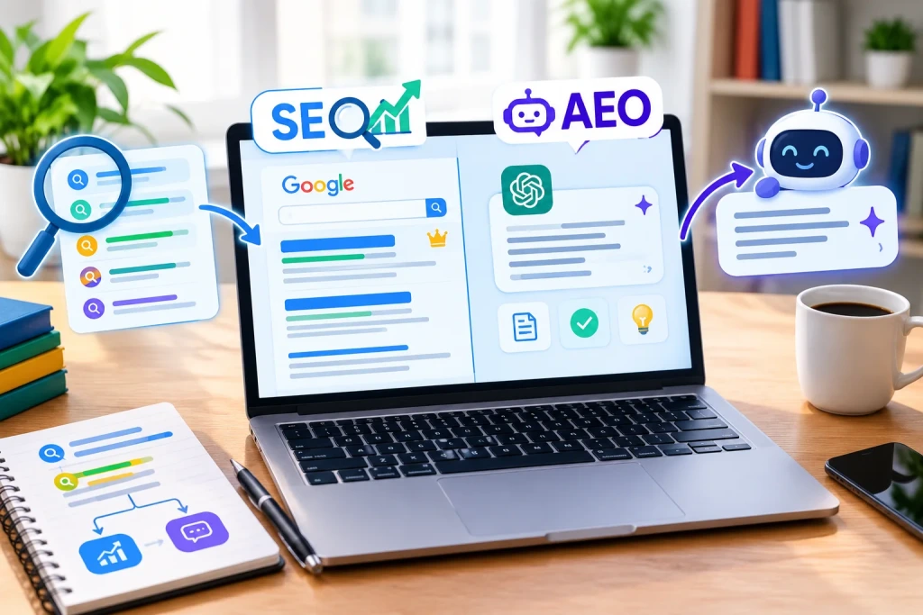 چگونه کلمات کلیدی در SEO و AEO به کار می‌روند؟